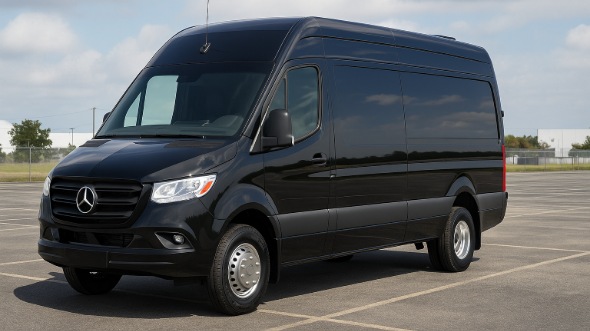 Exterior of Charter Bus Company Gilbert's 14 Passenger Sprinter Limousine in Gilbert