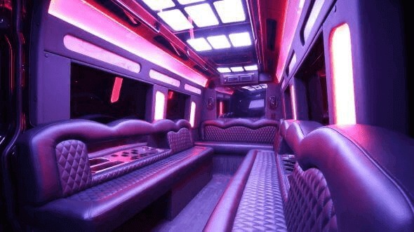 Interior of Charter Bus Company Mesa's 15 Passenger Party Bus in Mesa