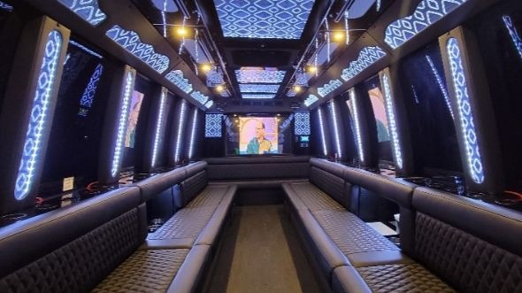 Interior of Charter Bus Company Gilbert's 20 Passenger Party Bus in Gilbert