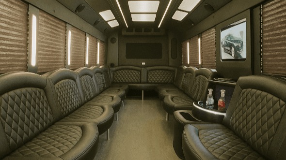 Interior of Charter Bus Company Peoria's 25 Passenger Party Bus in Peoria