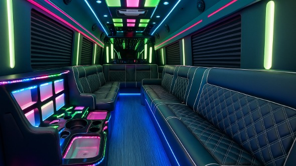 Interior of Charter Bus Company Gilbert's 30 Passenger Party Bus in Gilbert